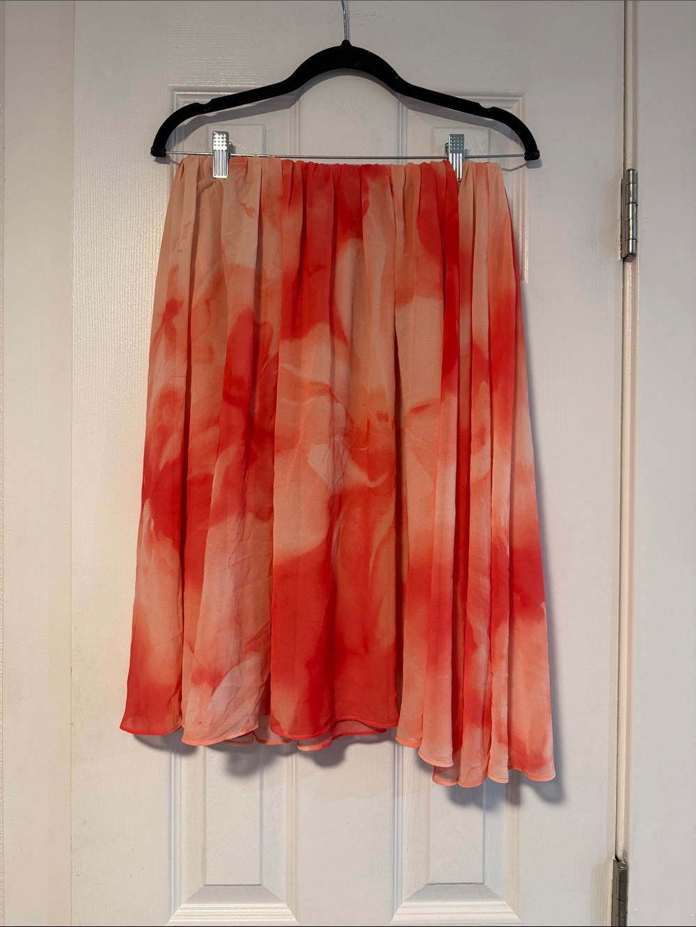Lovers + Friends Coral Red Tie-Dye Mini Strapless Dress